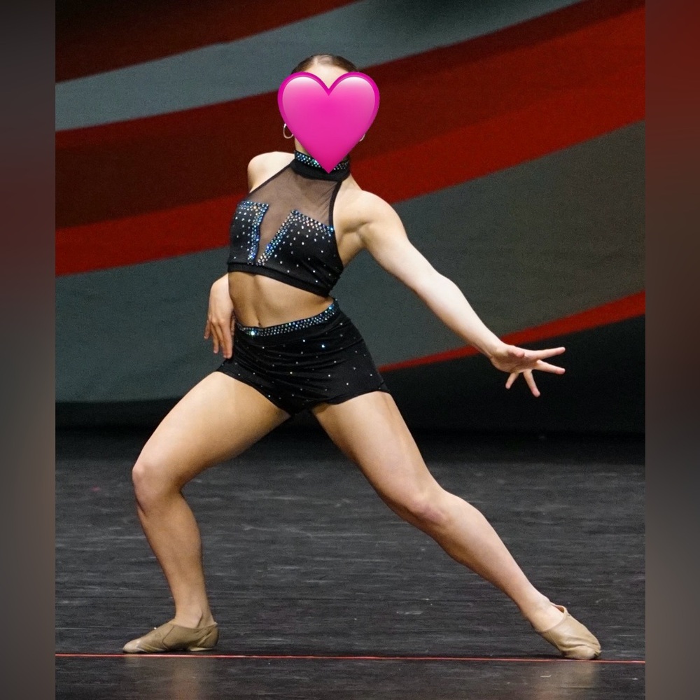 The Line Up competition dance Jazz costume AS adult small BLACK